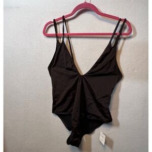Urban Outfitters‎ Out From Under Black Plunge One Piece Swimsuit Size L